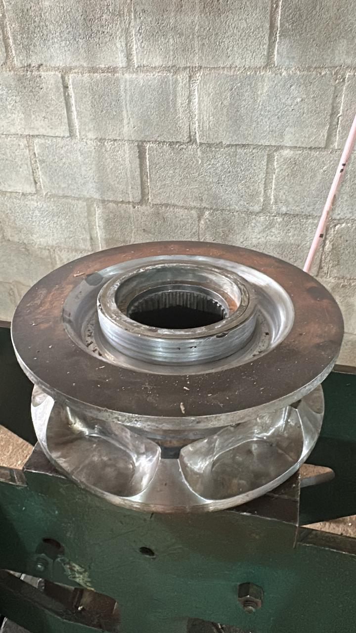 The assembly off the machine, with both discs and the splined hub in view